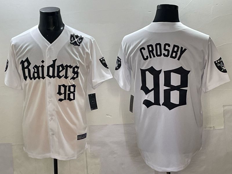 Men 2025 Oakland Raiders #98 Crosby white 6th generation Joint Name Nike Limited NFL Jersey style 05